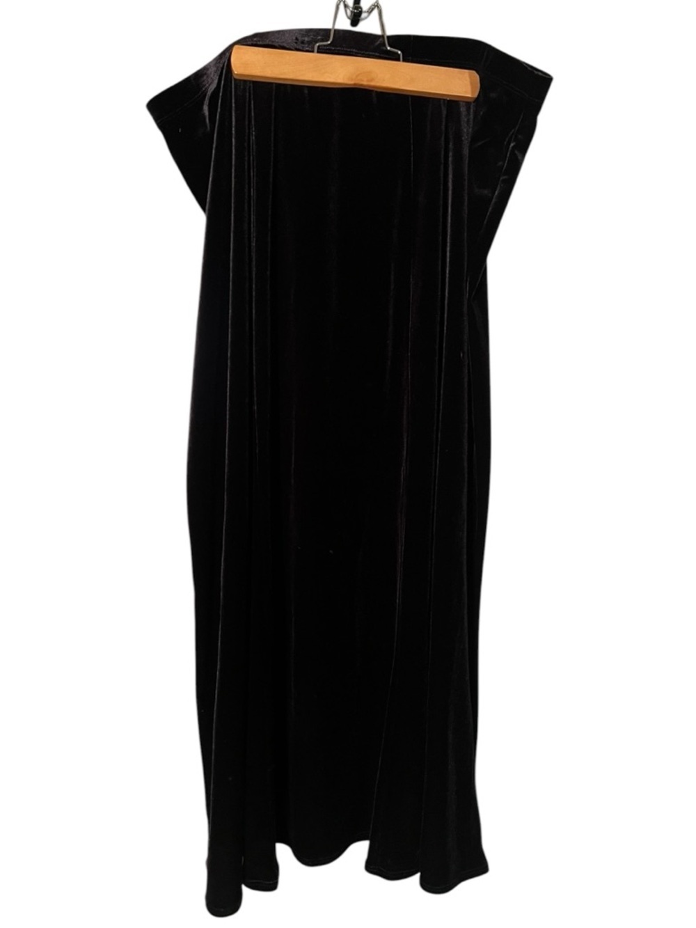 Notations Women's Size XL Velvet Midi Skirt Black A-Line Flounce Pull On Stretch